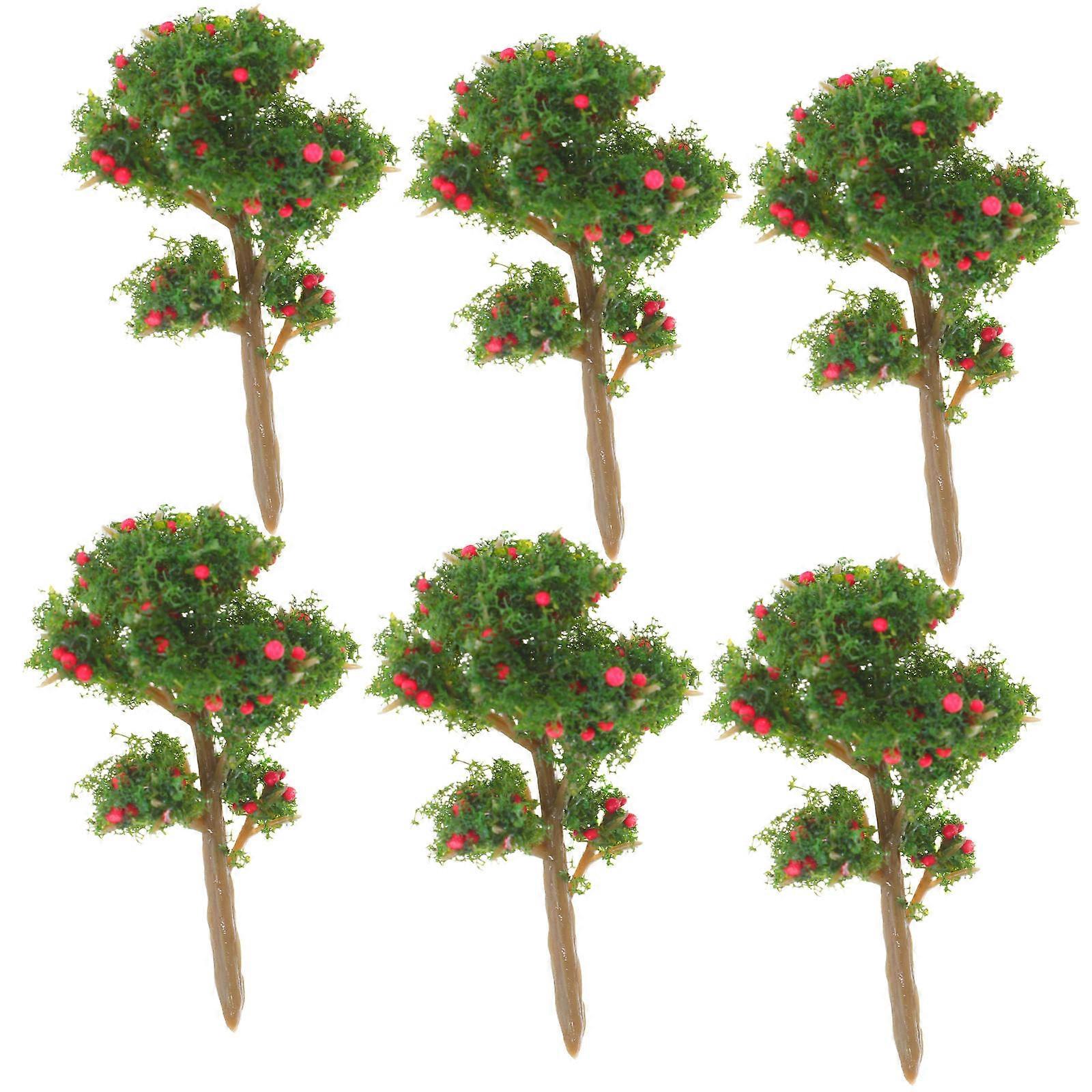 Decorative Diy Miniature Artificial Tree Red Apple Trees For Architectural Model Homeowners Store Presentation 6Pcs