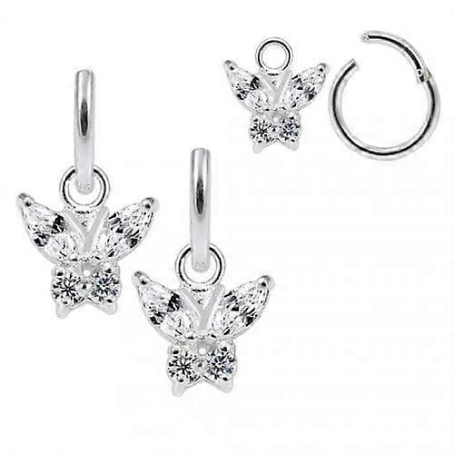 925 Sterling Silver Butterfly Drop Hinged Clickers