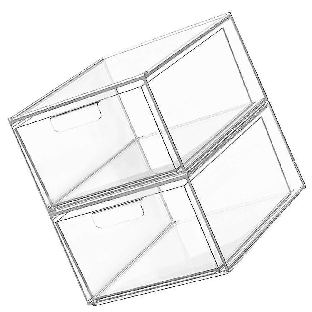 Plastic Drawer Organizer Bins Desktop Accessories Storage Boxes For Home Organization Transparent 2Pcs