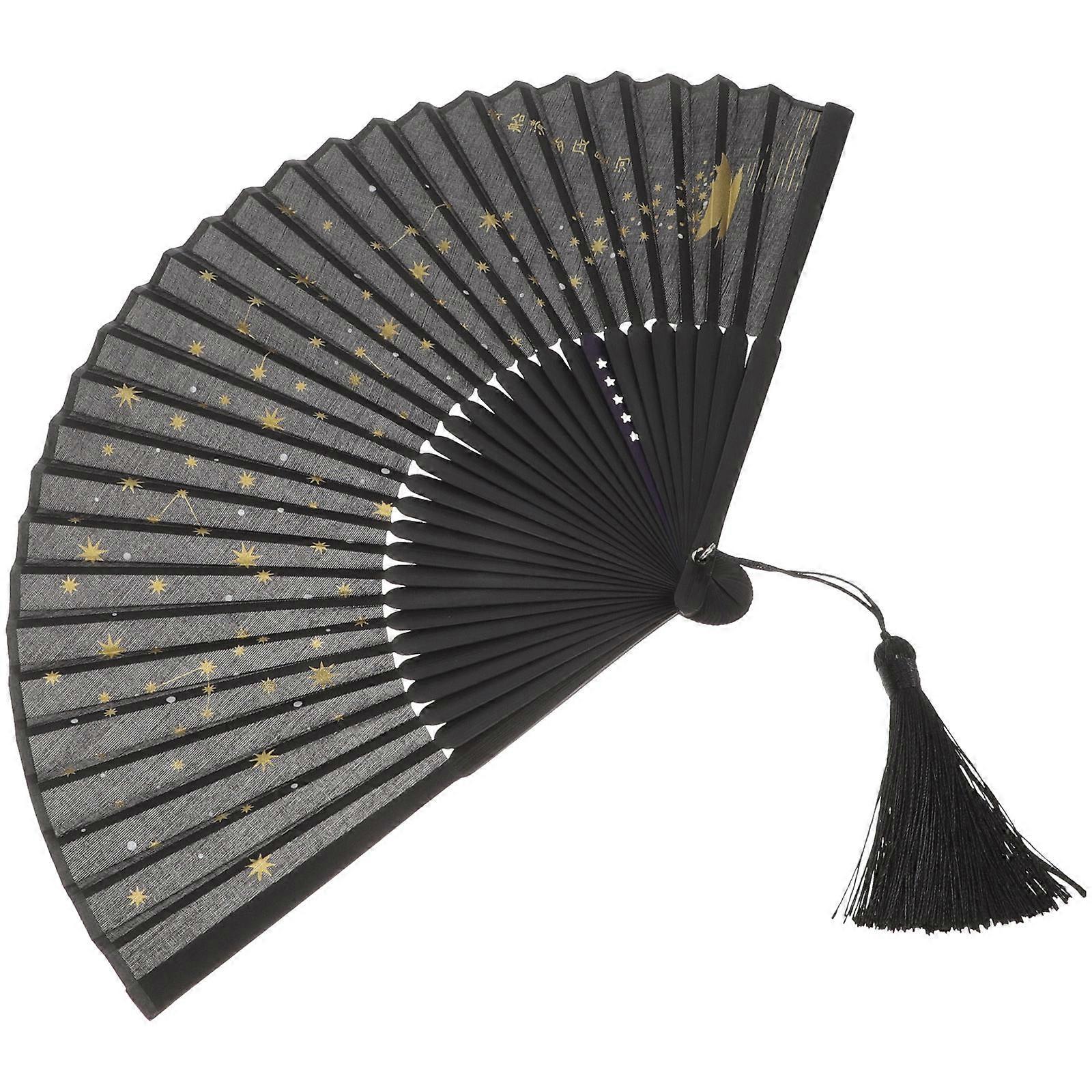 Bamboo Folding Fans Handheld Stage Prop Ancient Costume Theater Performance 38x21cm Dancing 1Pcs