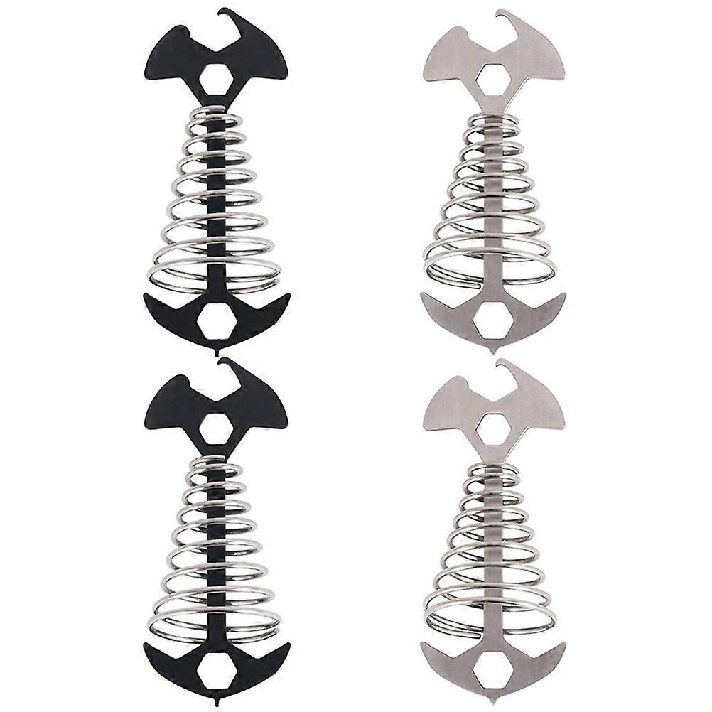 Tent Stakes Fishbone Tent Stake Peg Floor Spring Nail For Camping Tent Anchoring 8.5X3.5X0.2cm Stainless Steel 4Pcs