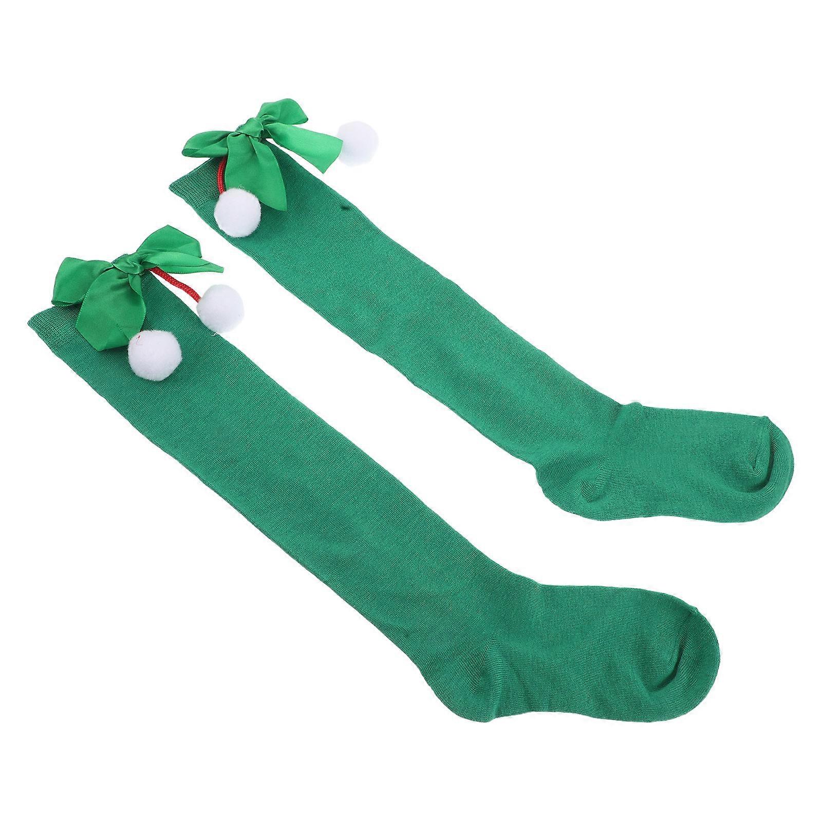 Knee Socks For Holidays Green Polyester Festive Accessory 1 Pair