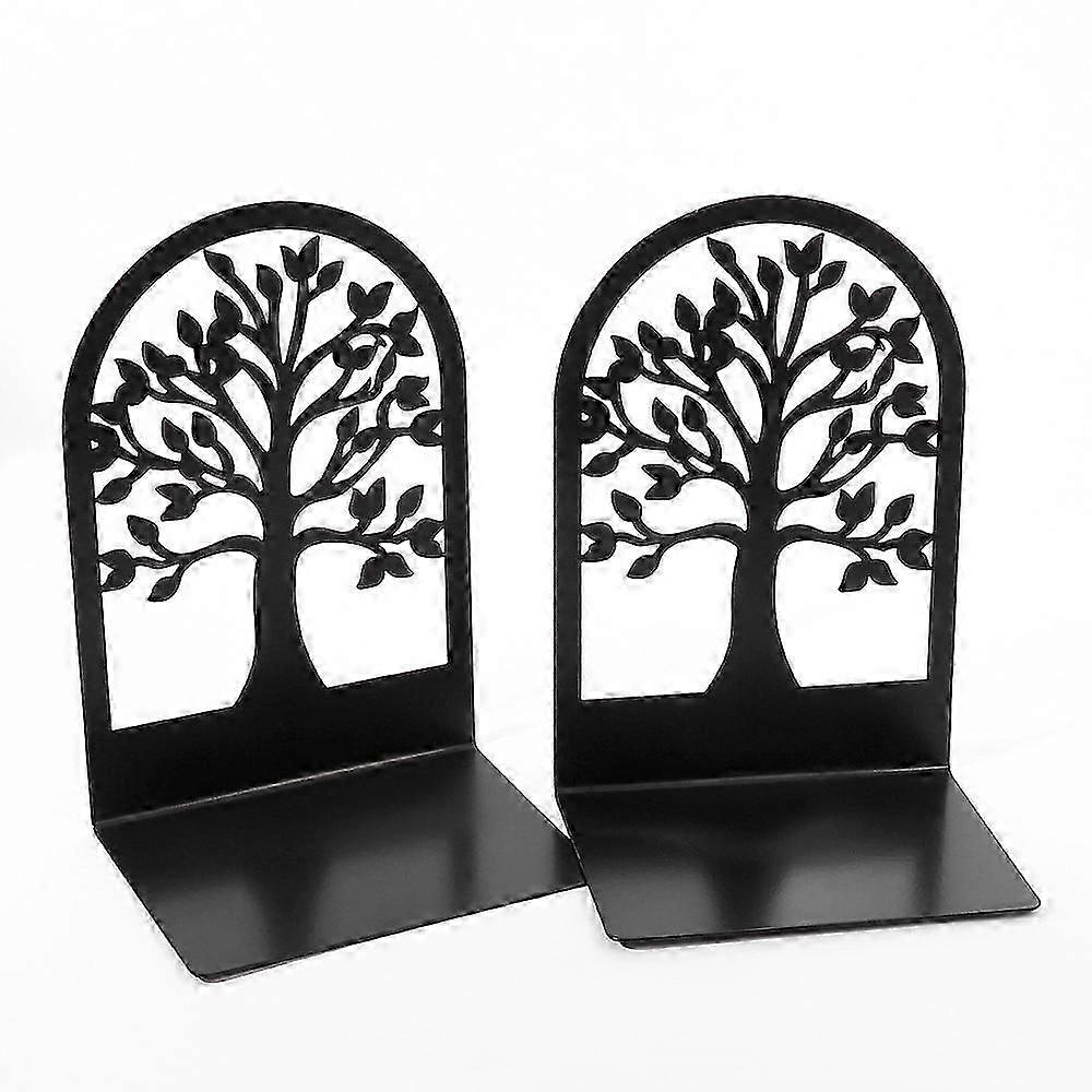 Bookends Set, 2 Pairs Tree Design Non-Slip Metal Decorative Bookends Book Holder with Sticky Notes17.6 * 12 * 9CM