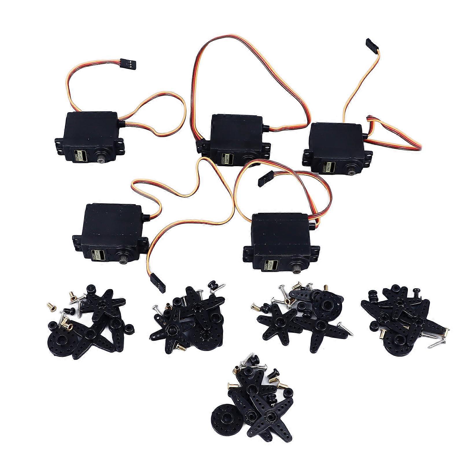 5Pcs 55G Servo Motor and Arm 180 Degree Angle Plastic Gear Analog Servos for Biped Robot Car Boat 3-7.2V