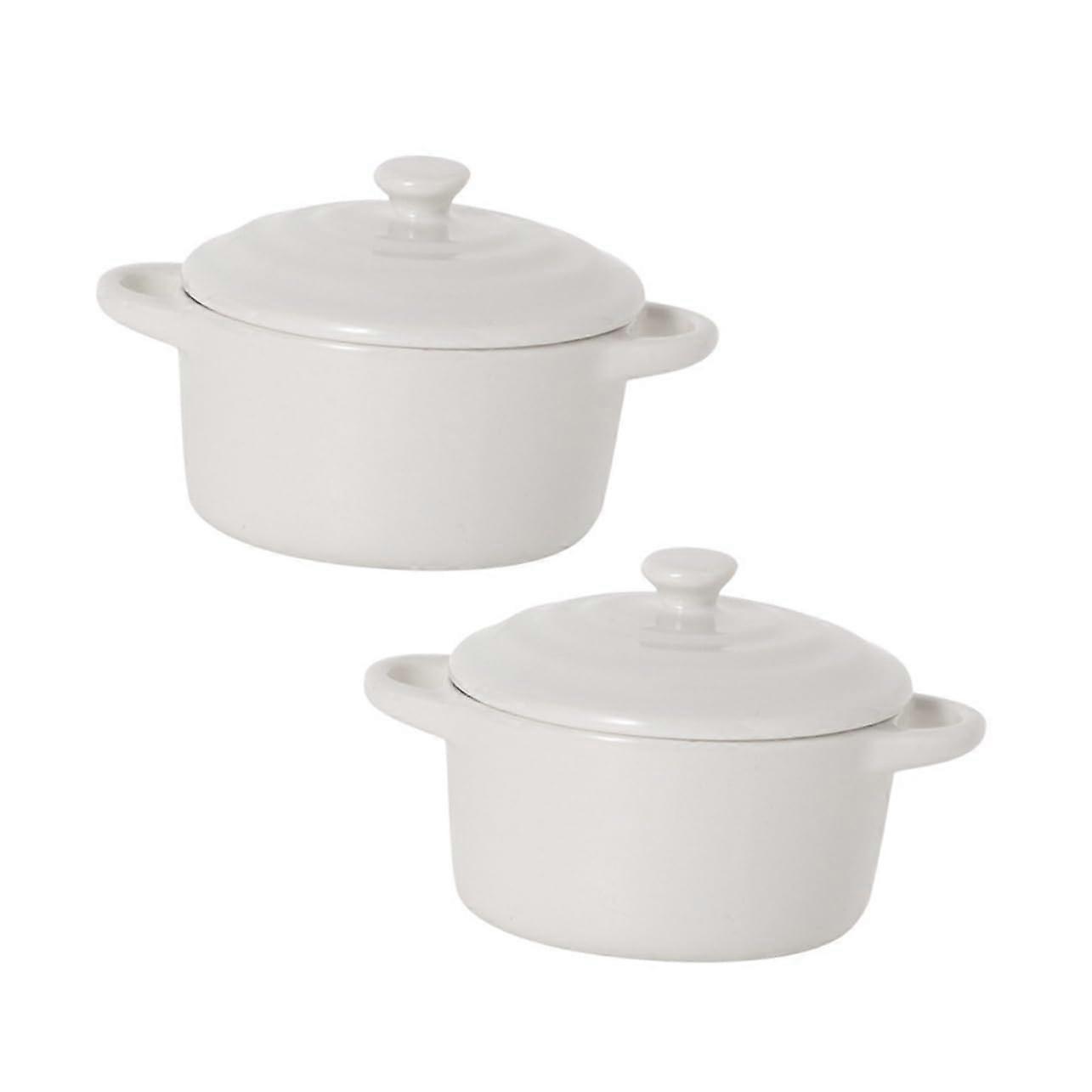 Binaural Baking Bowl Ceramic Pudding Bowl Set Of 2 For Soup Bowl Stew Bowl Steam Bowl Home Accessory