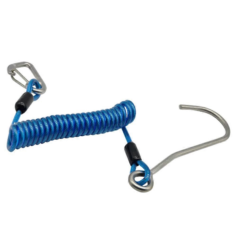 Rafting hook for diving with a head, reef hook made of stainless steel, spiral spring line, accessories for diving, blue