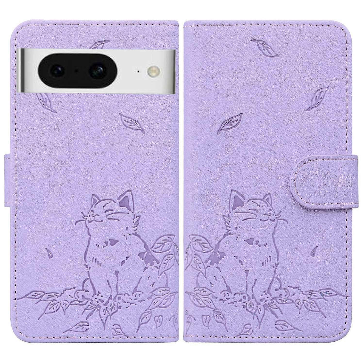 For Google Pixel 8 Case Wallet Cat Pattern Imprinted Leather Phone Cover
