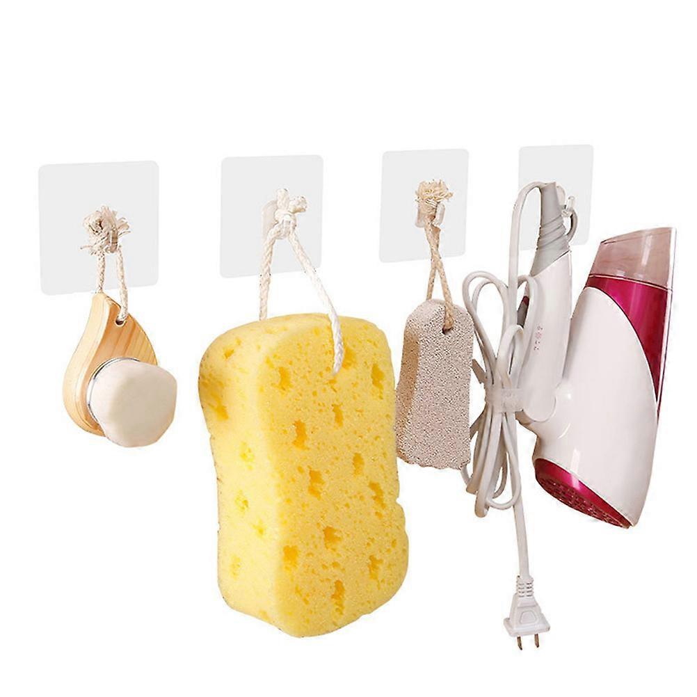Stick On Hanging Hooks Clear Plastic Reusable Clothes Hook for Kitchen Bathroom Office 12Pcs