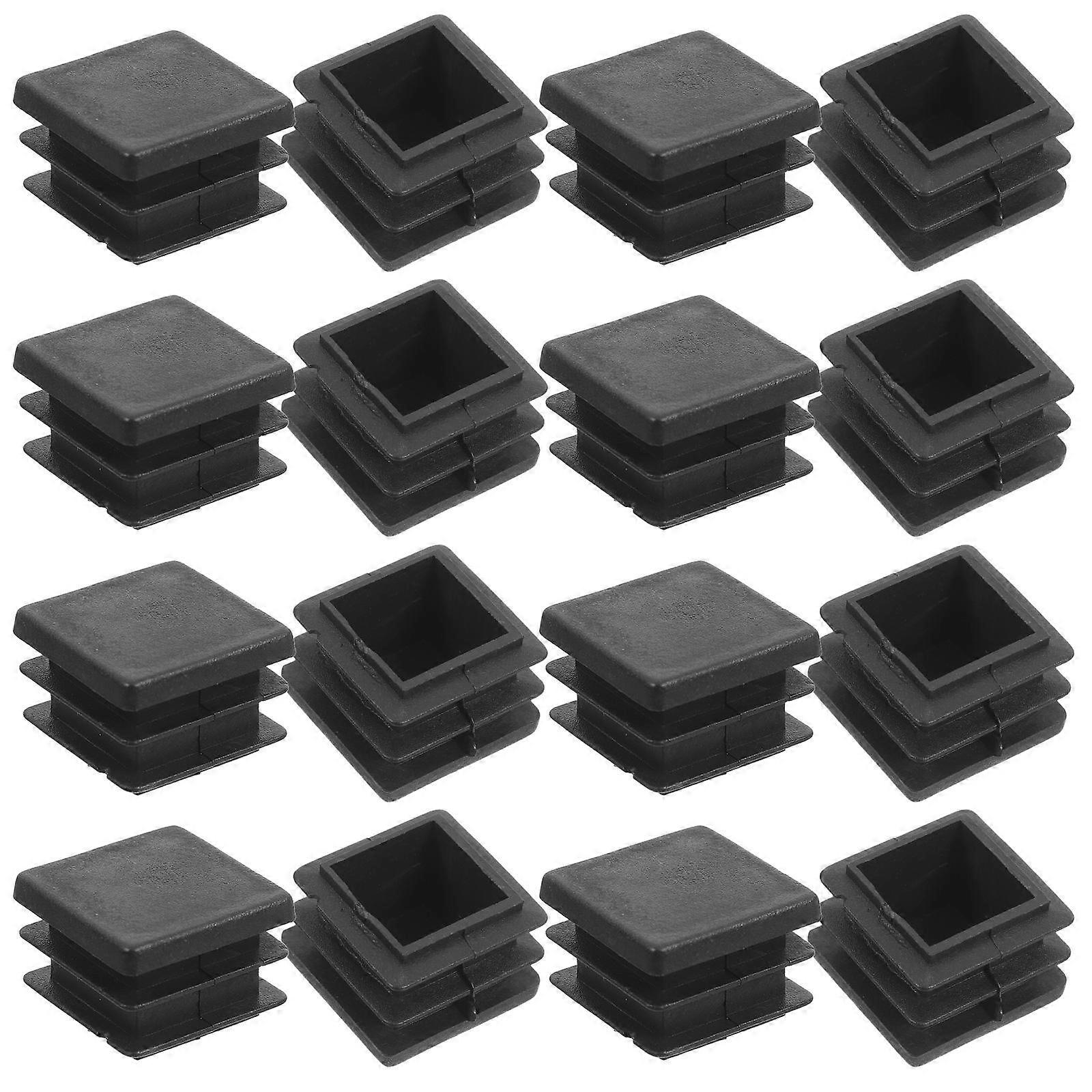 20 Pack Square Plastic Chair Leg Caps   Durable Black End Caps for Furniture Tubing Glide Protection   Universal Fit for Tables, Stools and More