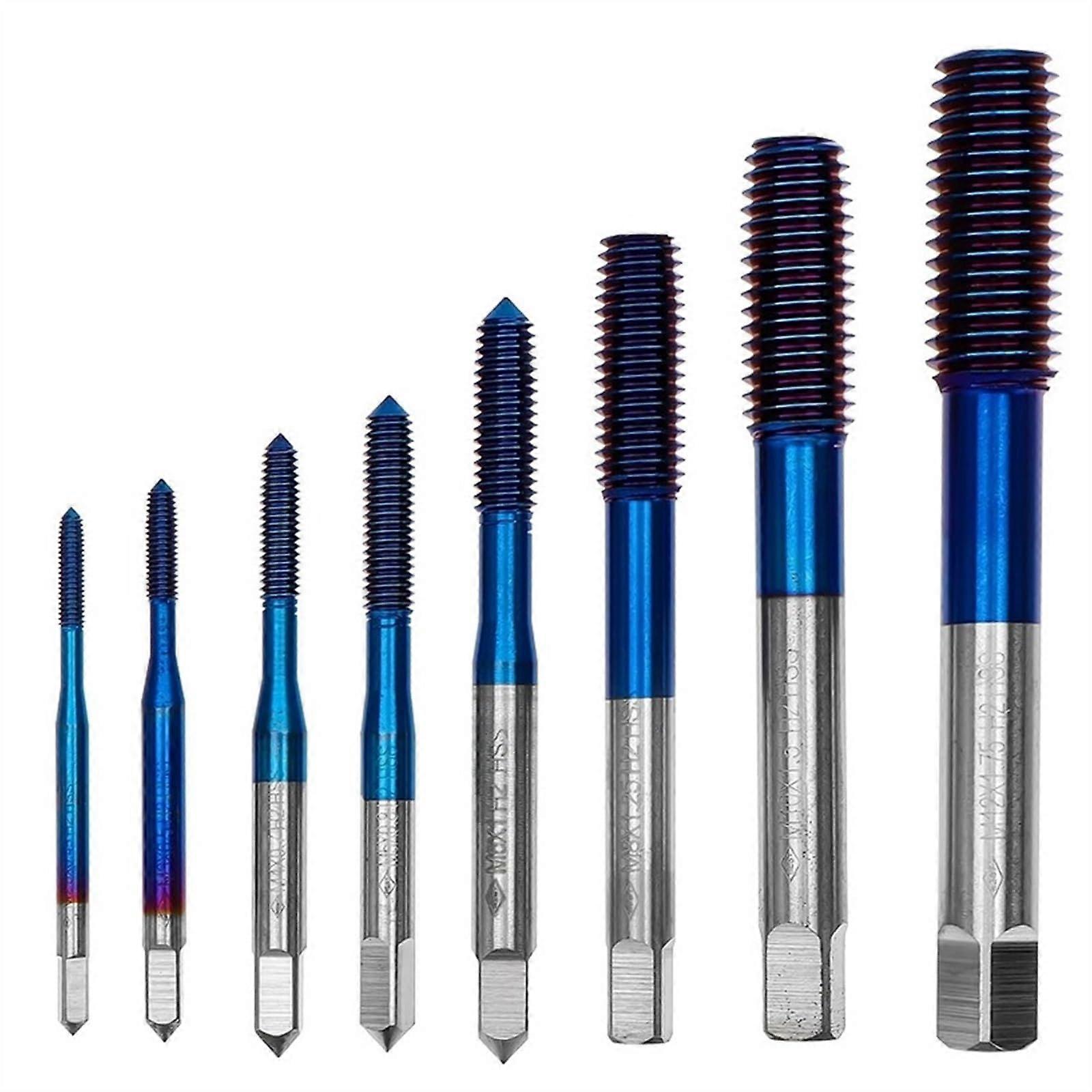 M2.5 M3 M4 M5 M6 M8 M10 M12 Spiralgewinde Gewindebohrer Set, Nano Blau Beschichtet, Metrischer Gewindebohrer Handwerkzeuge