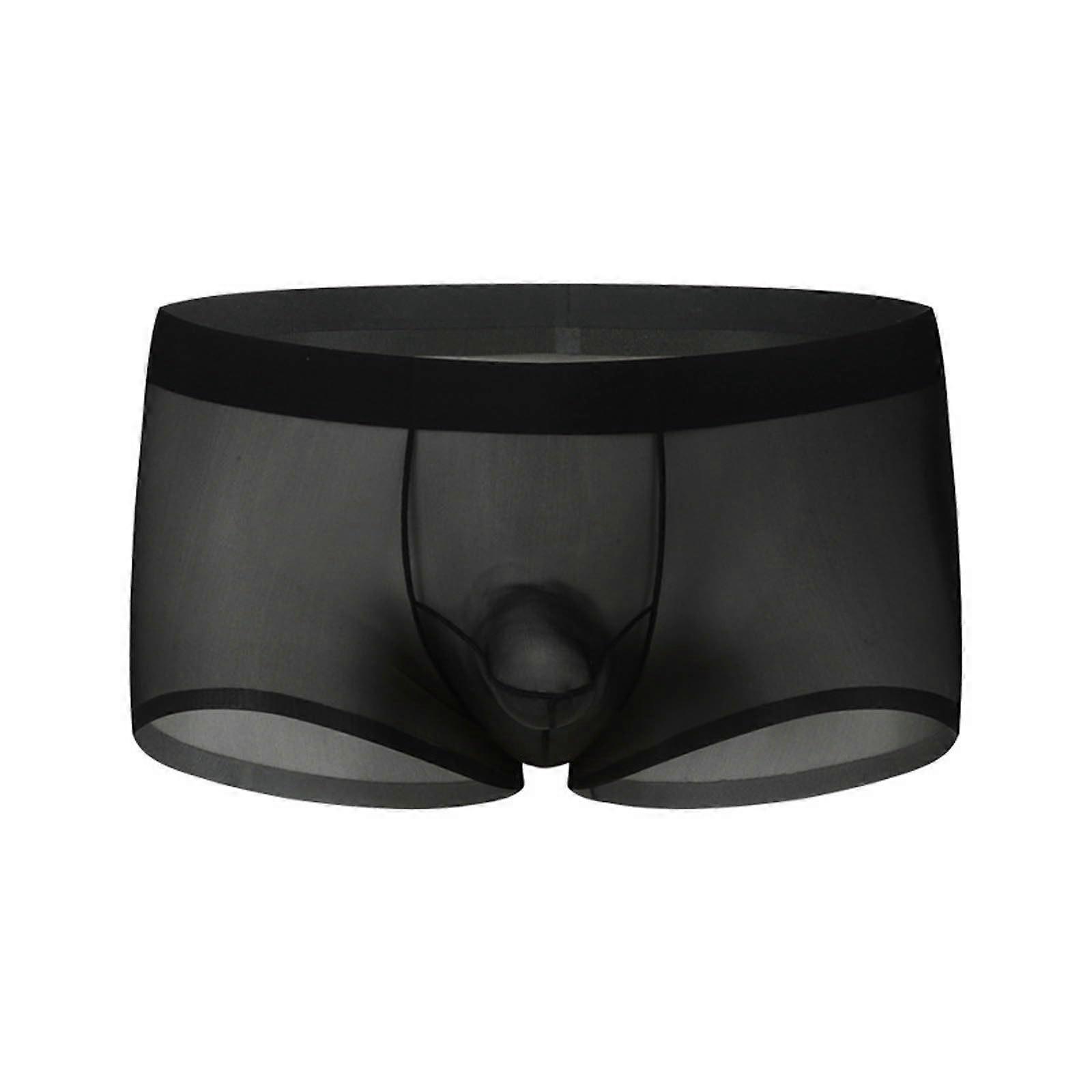 Men's Thin Ice Silk QuickDrying Boxer Briefs Stretch Comfortable Black 3XL