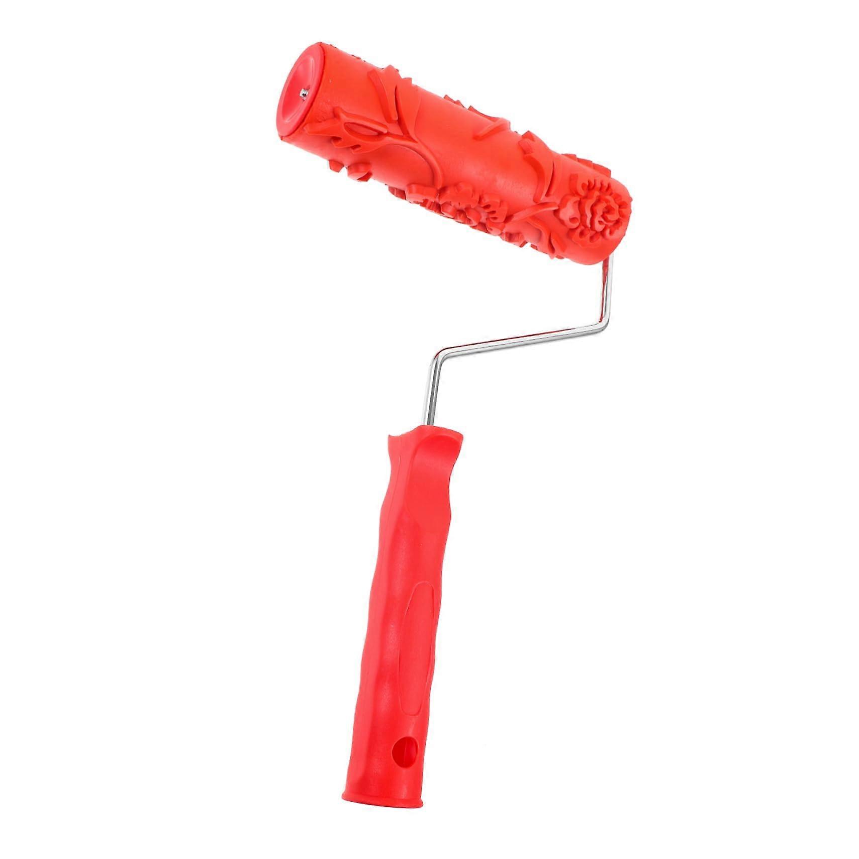 Embossed Roller Tool with Pattern, Textured Color Roller for Wall Decoration, Metal Red Paint Roller for Drywall Texture