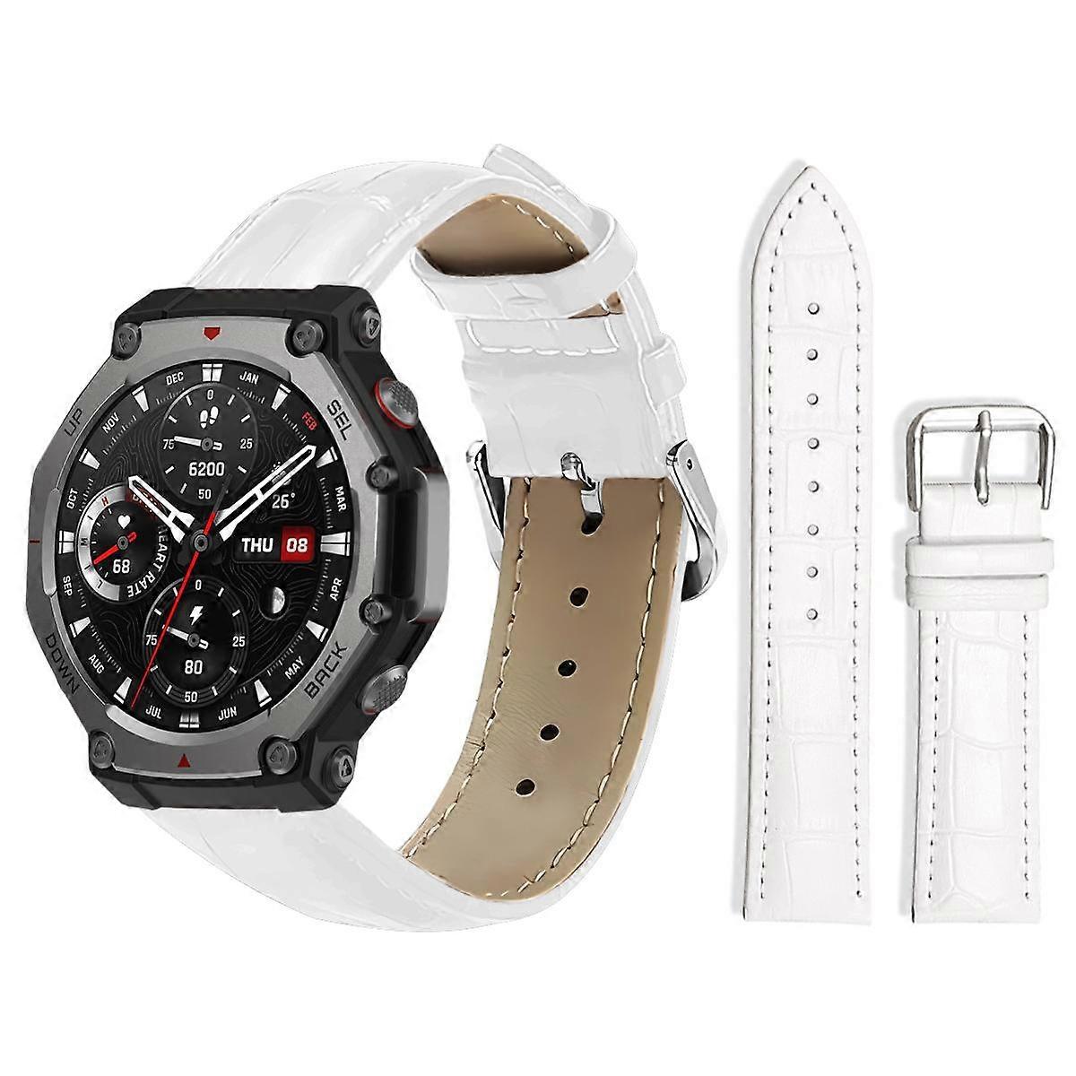 xDfind Correa de reloj de cuero con hebilla de alfiler con textura de bambú para Amazfit T-Rex3 22 mm