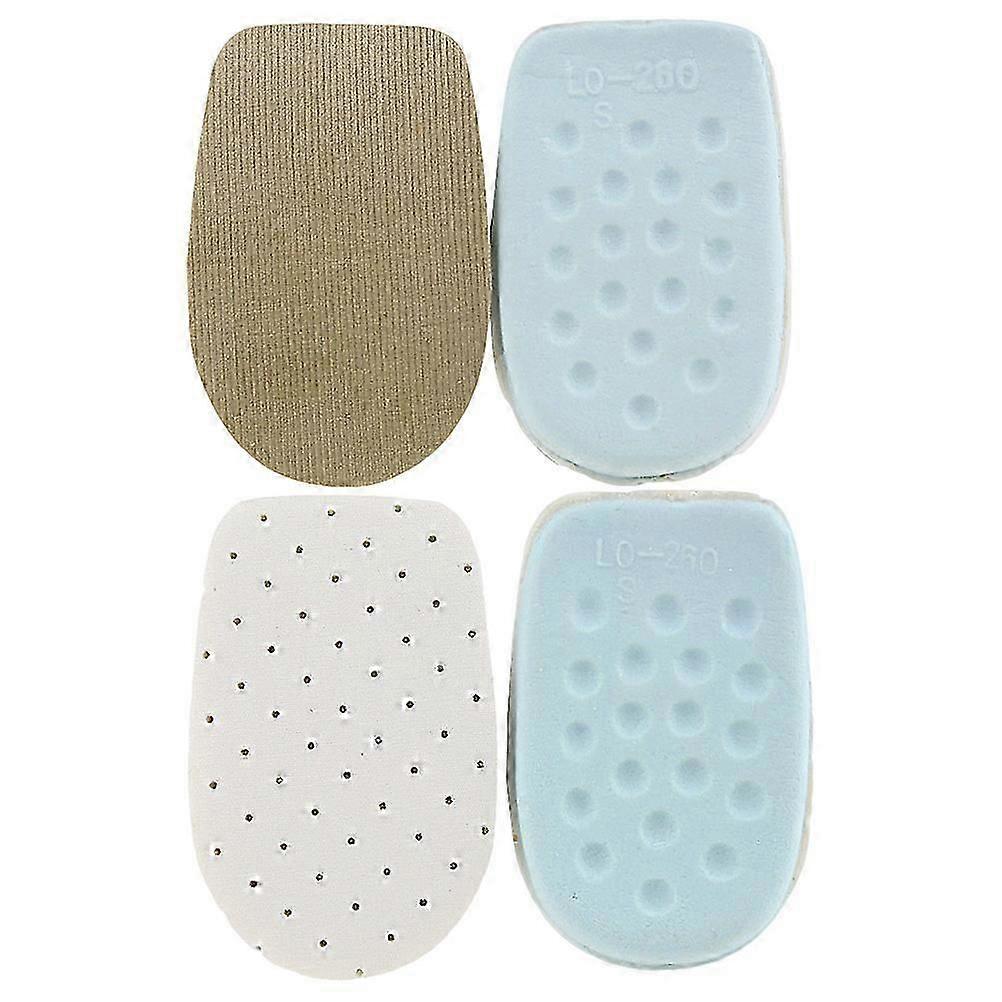 2 Pairs Latex Silicone Comfortable Inner Heightening Shoe Pad Absorption Insole for Shoes (Khaki without Holes + White Hole S)