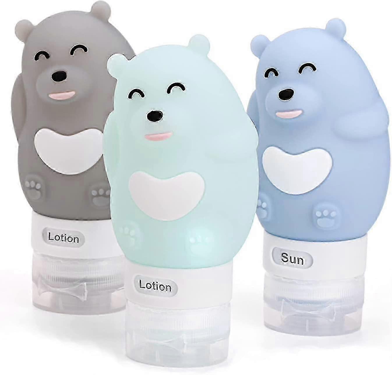 3 Pcs 80ml Cute Silicone Travel Size Bottles Set for Liquids Squeezable Silicone Tubes