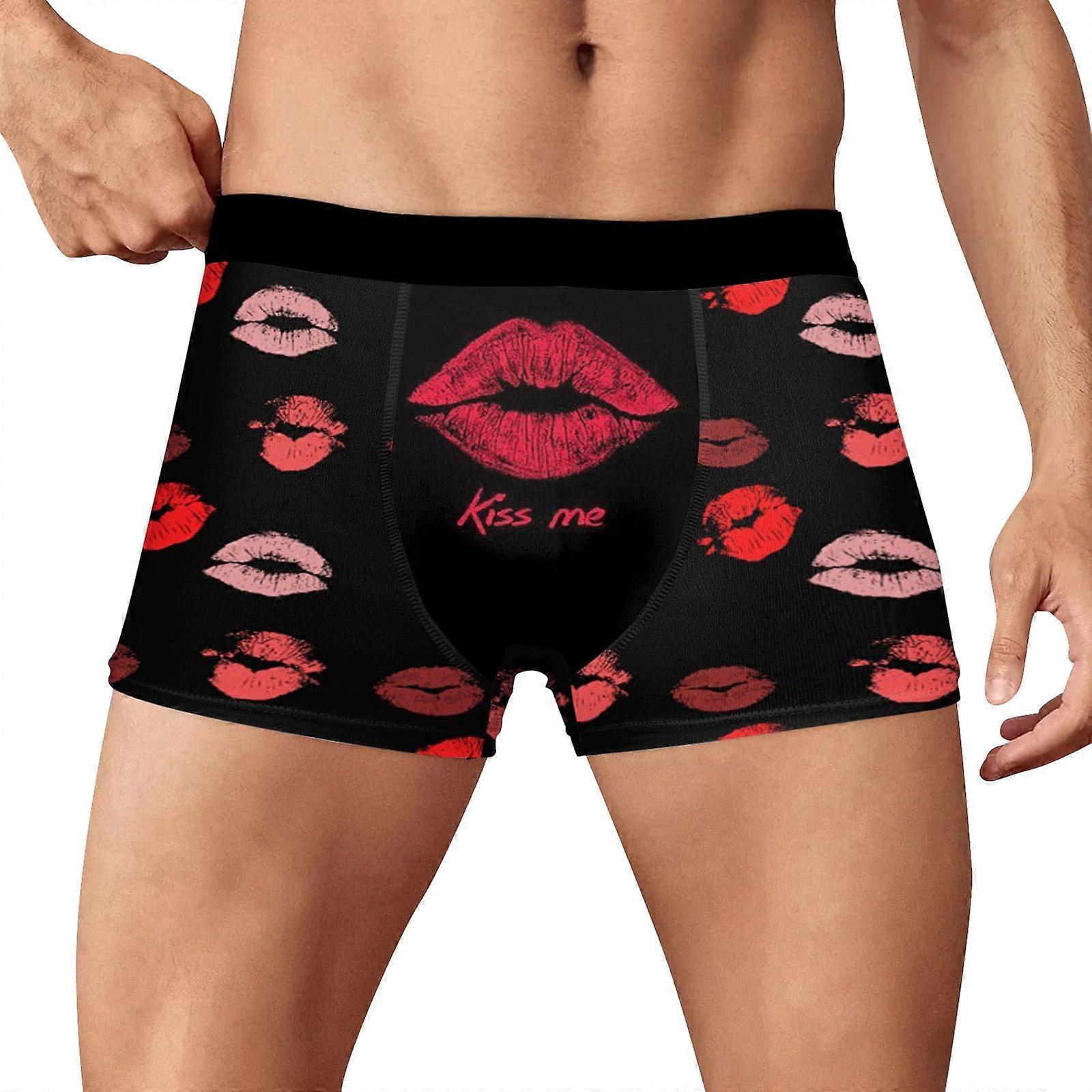 Men's Boxer Shorts Custom Valentine's Day Design Funny Lightweight Comfortable Underwear A88 Black Size M