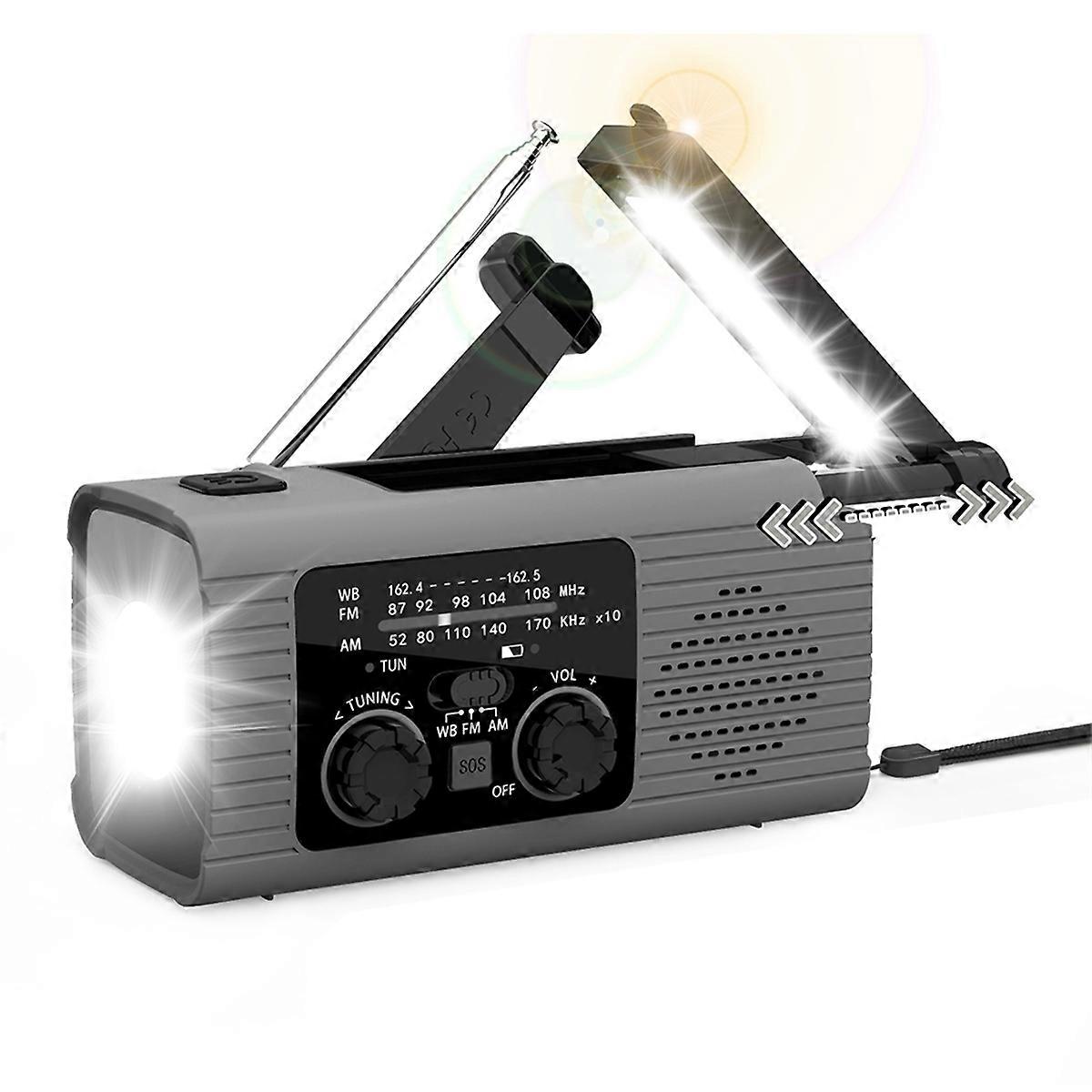 Hätäradio AM/FM-kaistalla käsikampiradio harmaa