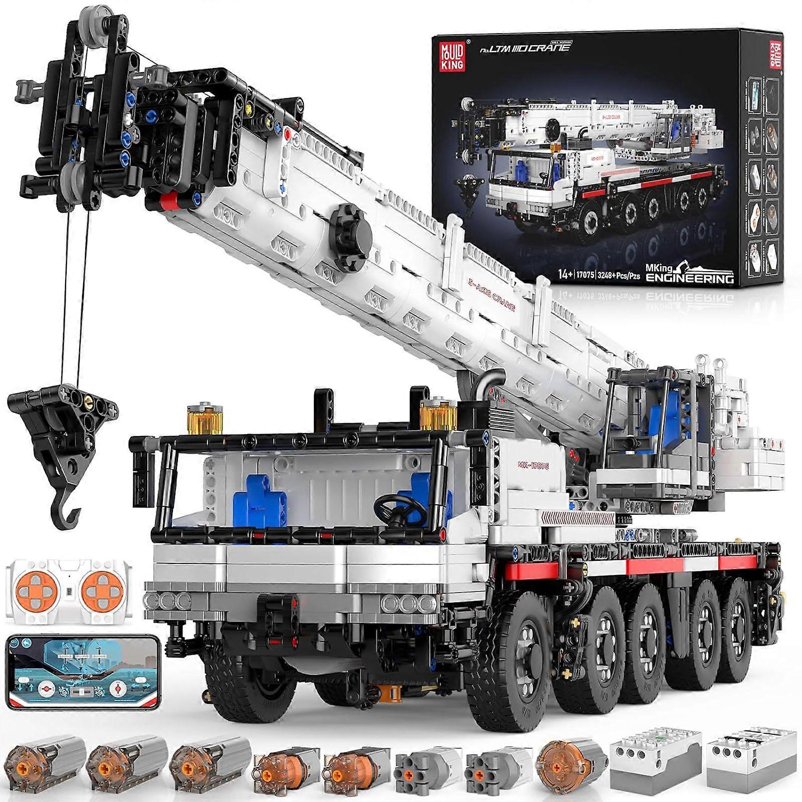 Mould King 3248PCs Programmable Crane Building Blocks Kit - 1:24 Scale APP-Controlled Engineering Model with 4-Motor Precision Control & Dynamic Boom