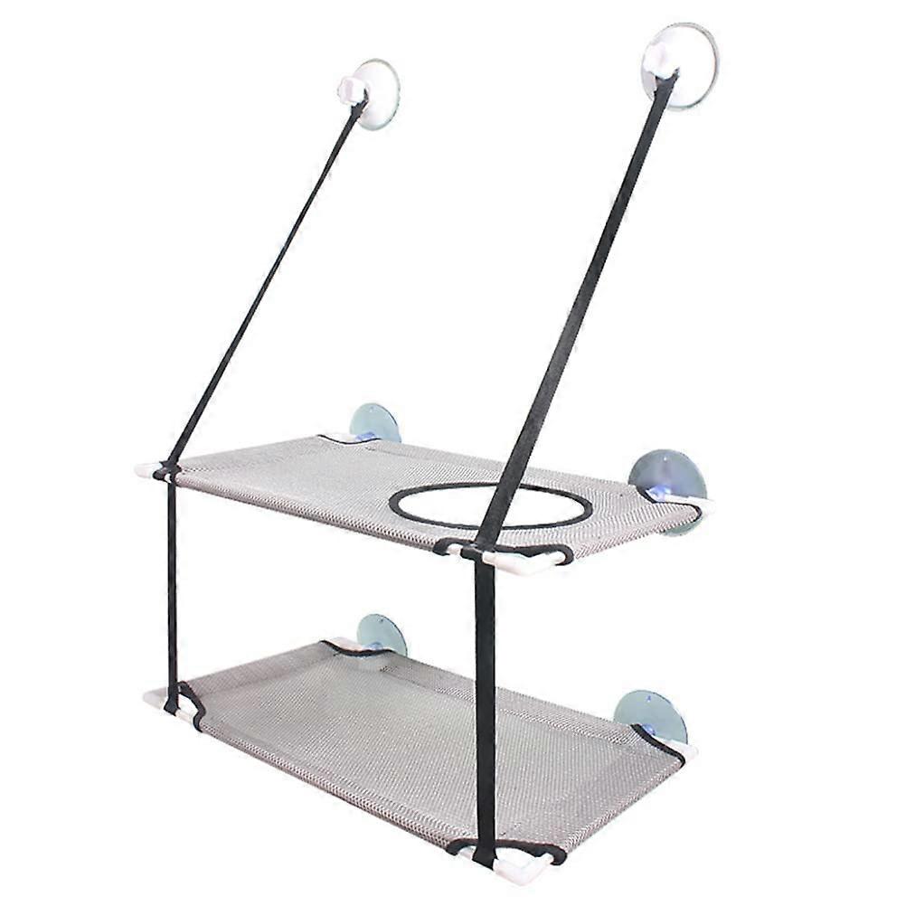 Cat Hammock Double Layer Window Hanging Bed For Cats 50 x 11 x 7 cm Removable With Strong Suction Cup Grey