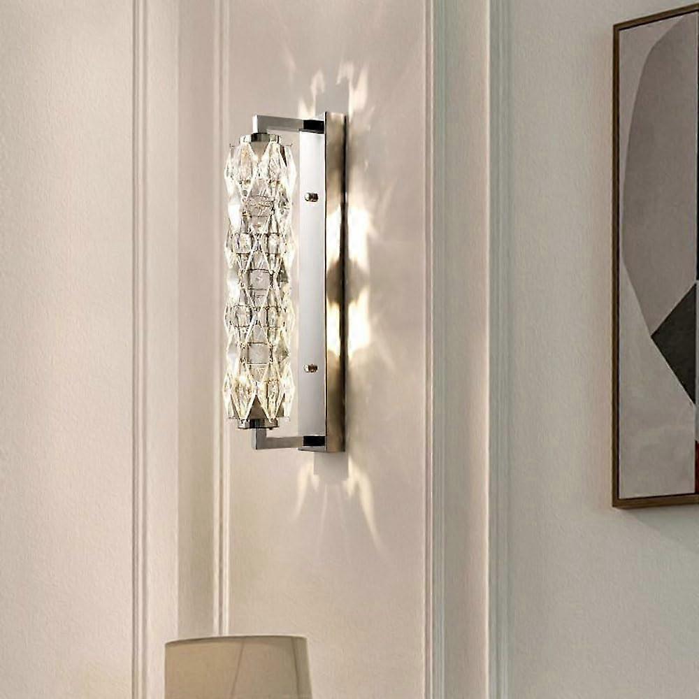 K9 Crystal Wall Light, 10W LED Dimmable Nightstand Lamp, Modern Bedroom and Living Room Fixture, Size 11*48cm