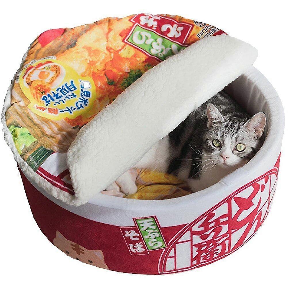 Ramen Noodle Dog and Cat Bed, Warm and Soft Pet Nest, Washable Cushion