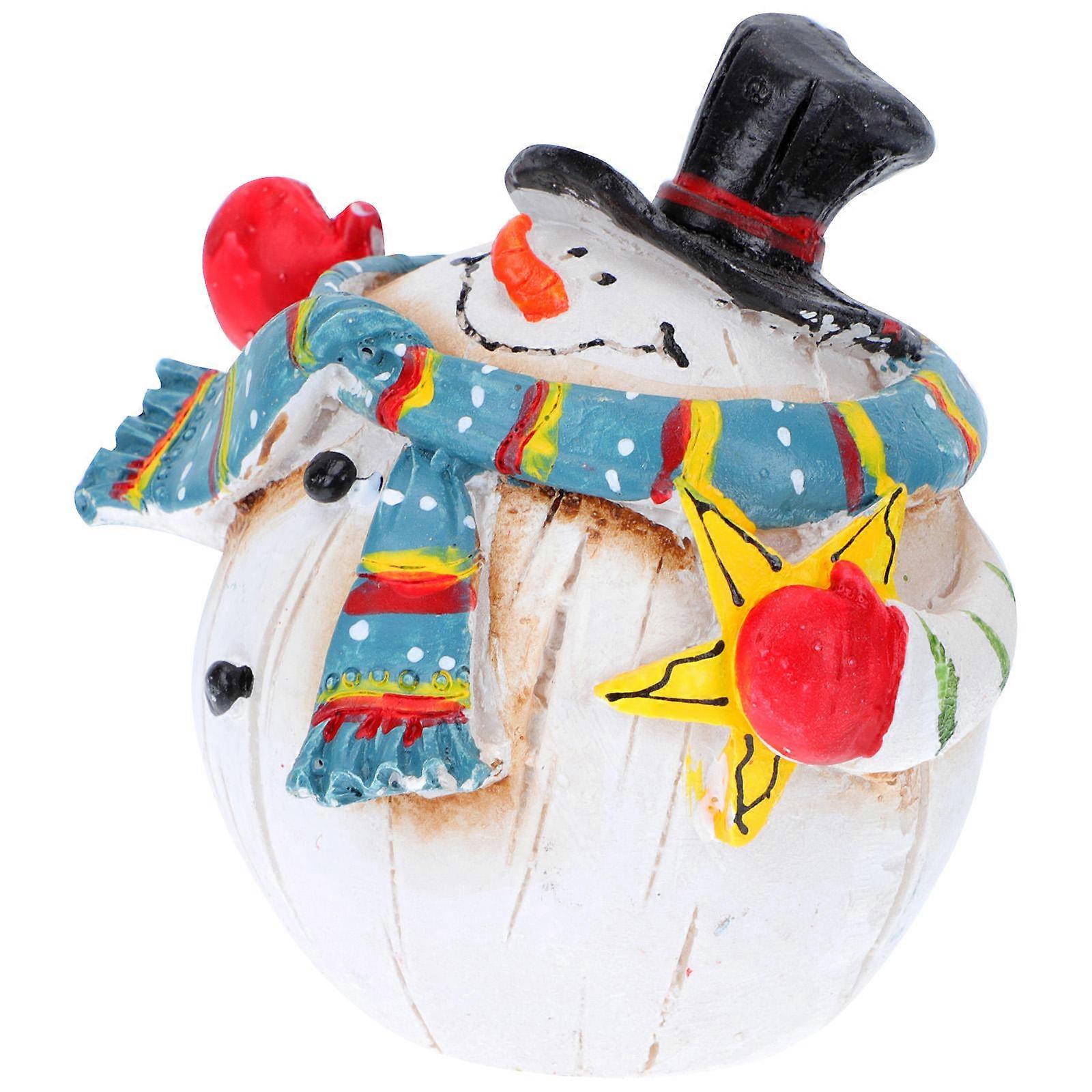 Resin Snowman Ornament Standing Figure Christmas Style Home Decor 3.1×3.1×3.1in 1Pc