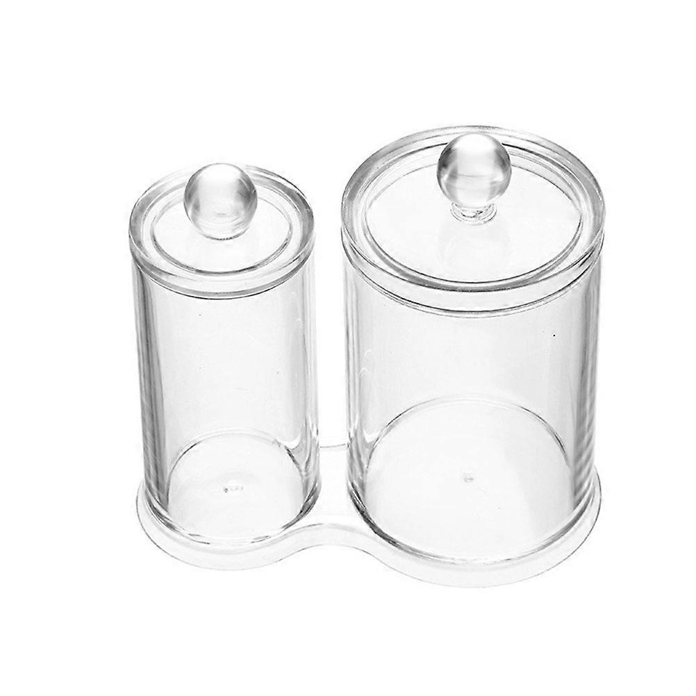 Cotton Swab Dual Box Square Shape Double Compartment Design Storage Organizer for Bathroom 1Pack