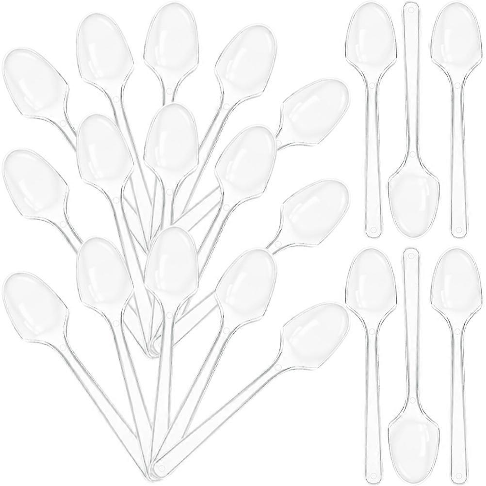 Clear Ice Cream Spoon Mini Dessert Spoons For Diners 12x2.5cm Acrylic Sealing 100Pcs