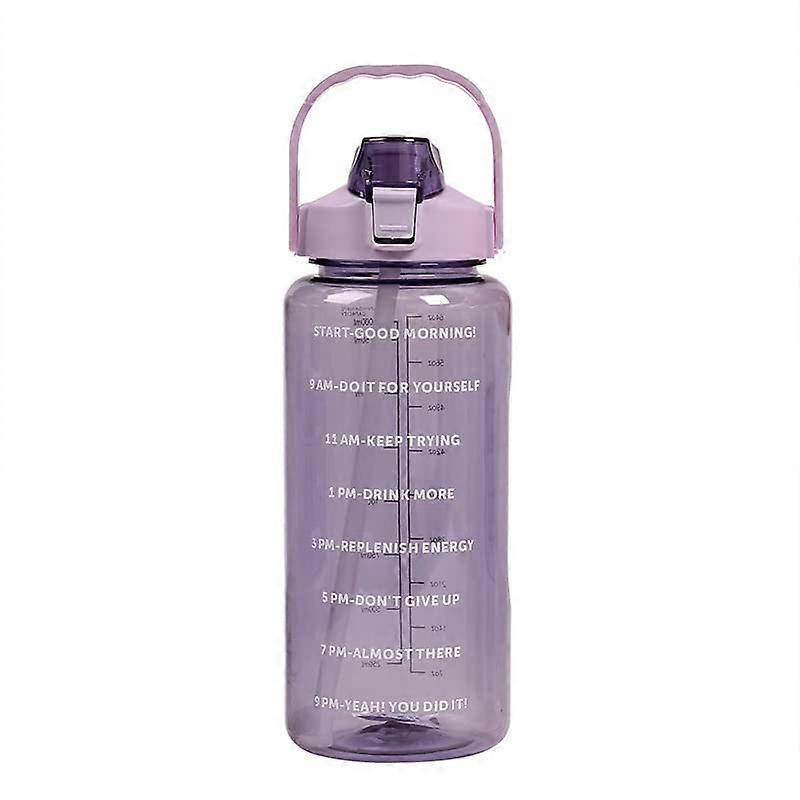 Gym Drinks Bottle 2 Litre Sports Water Bottle With Straw Time Marker Leakproof Outdoor Drinkware Purple 2000 ml Style2