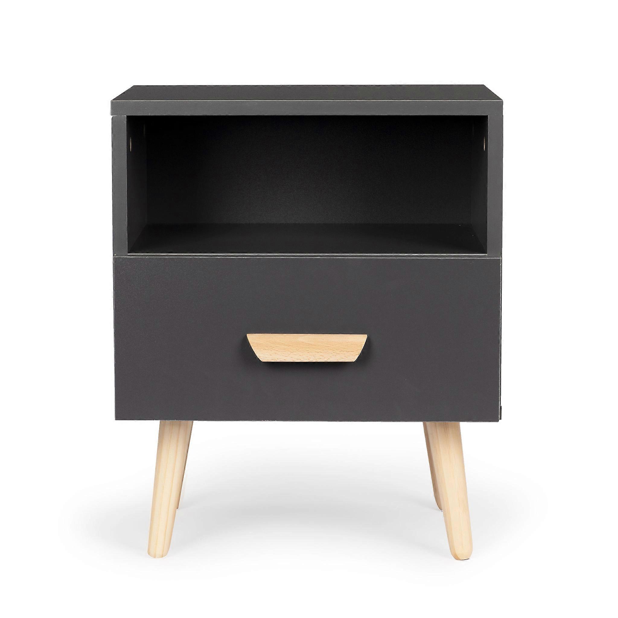 Bedside table grey - with 1 drawer - 38x30x40 cm