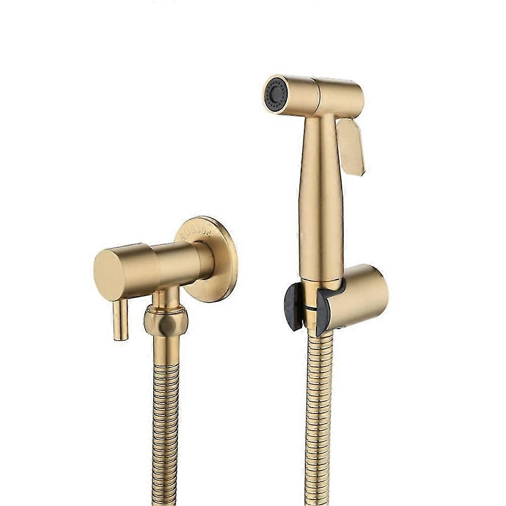 Bathroom Toilet Bidet Tap Kit Brushed Gold Bidet Sprayer Shower with Shut-Off Valve