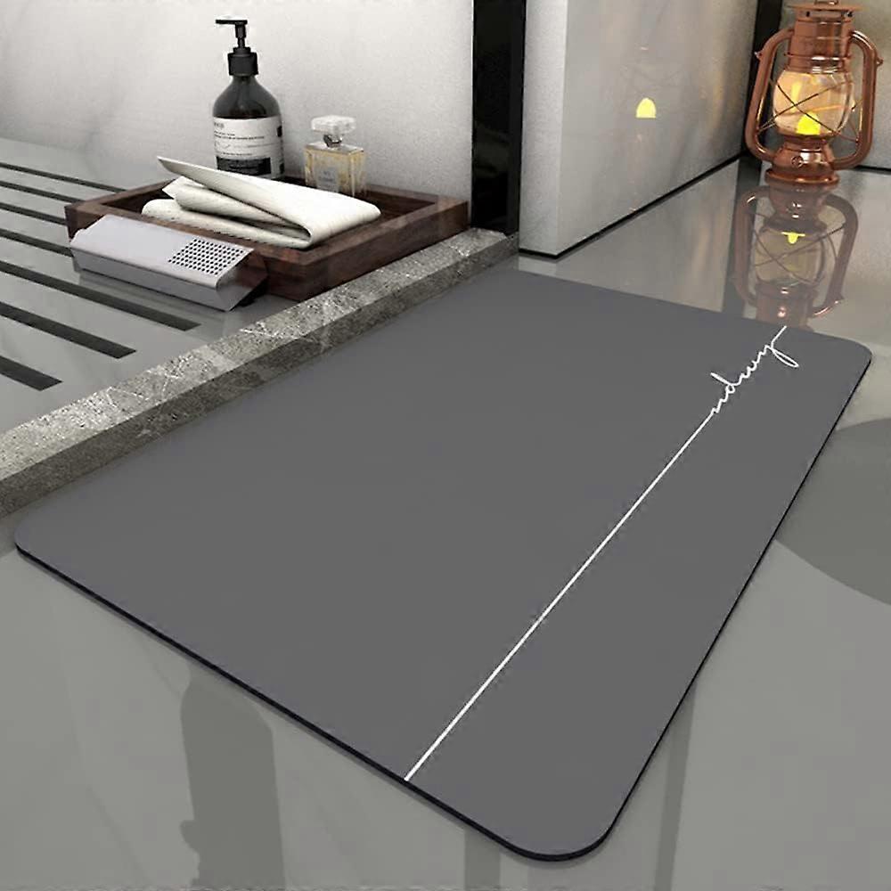 Absorbent Bath Mat Non-Slip 40 x 60 cm Quick-Drying Washable Grey Bathroom Rug Soft Microfiber Material