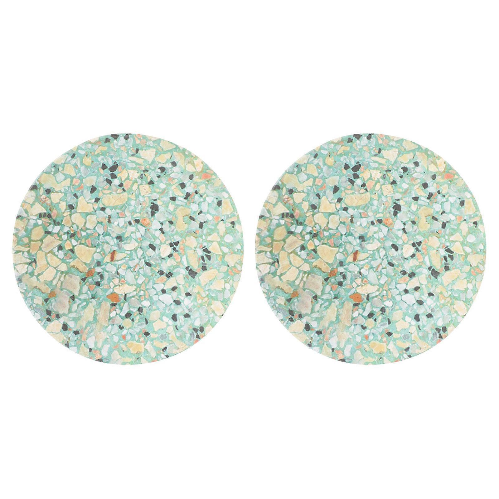 2pcs Ceramic Coasters for Drinks – Absorbent Heat Insulating Cup Pads with Terrazzo Design to Protect Furniture from Heat and Moisture