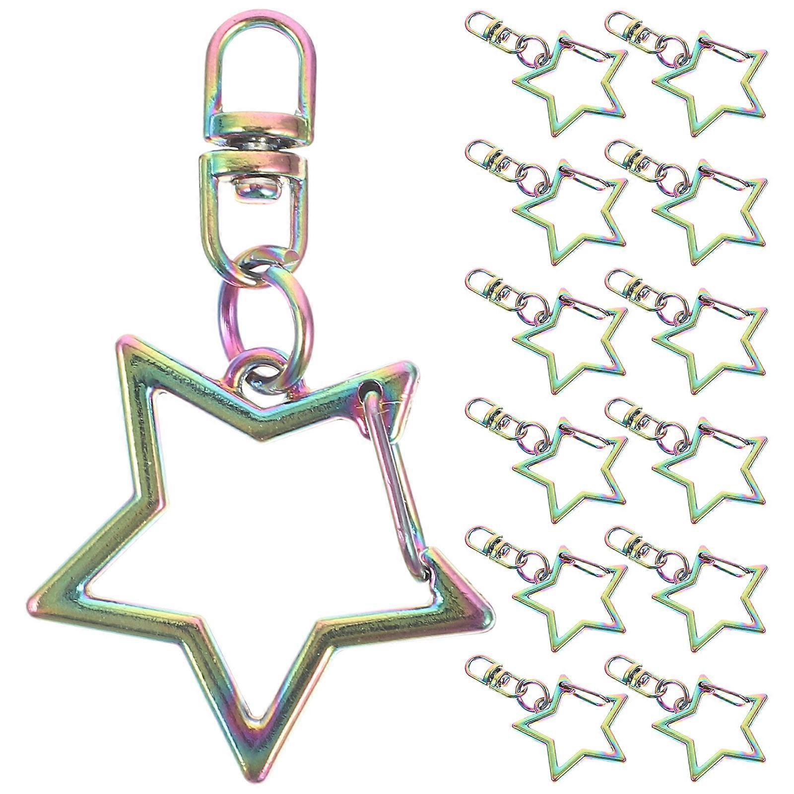 Star Shaped Spring Snap Keychain Clip Diy Accessory For Craft Projects Multi Colored 4 5X2 8cm Zinc Alloy Decorative Role 30Pcs
