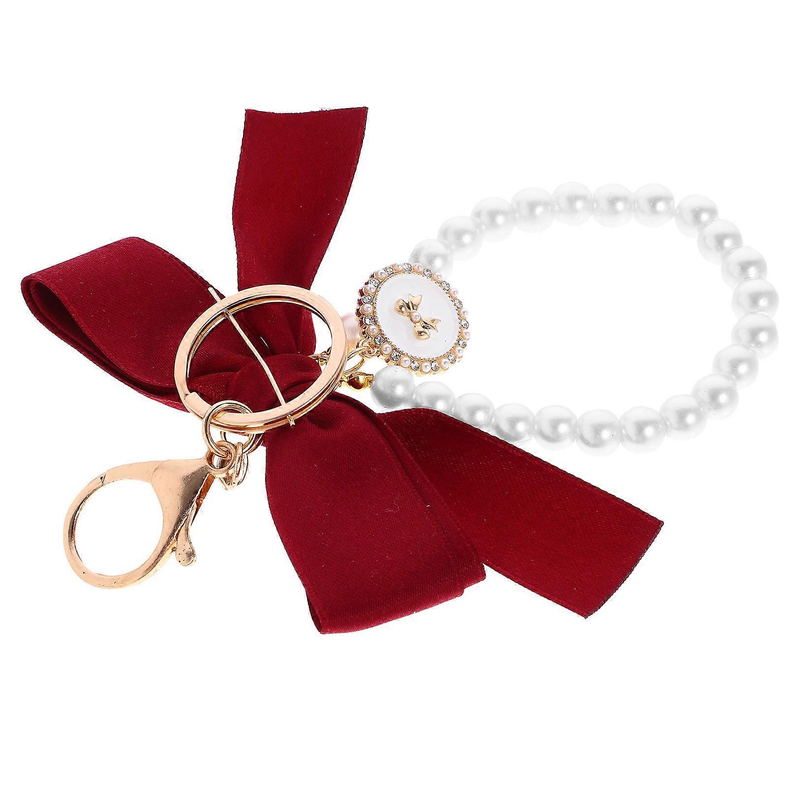 Elegant Bowknot Pearl Keychain – Romantic Pendant Keyring with Durable Design for Bags and Backpacks – Unique Charm Accessory Idea
