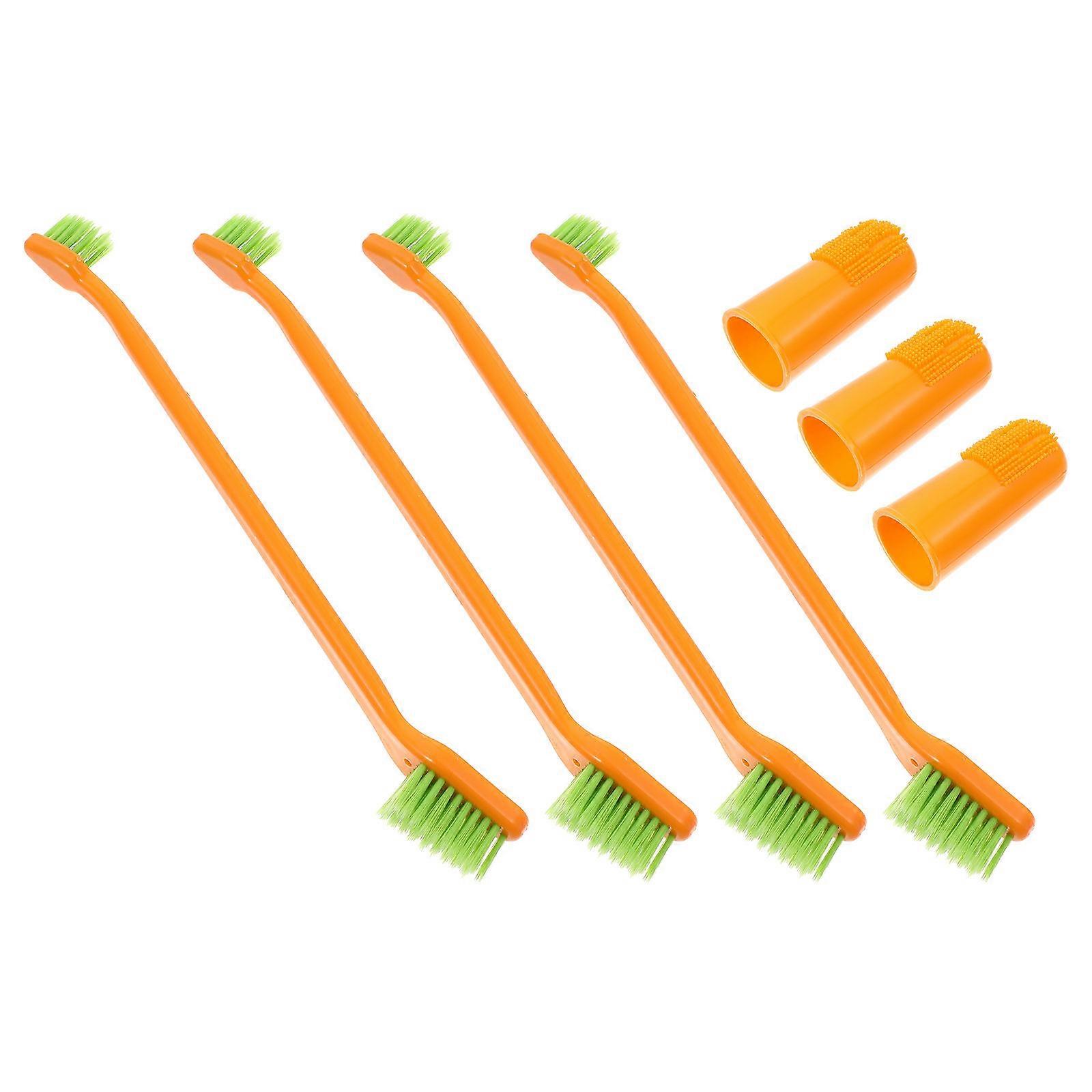 Pet Toothbrush Set for Dogs & Cats, Double Ended Soft & Durable Brushes for Oral Care and Healthy Teeth