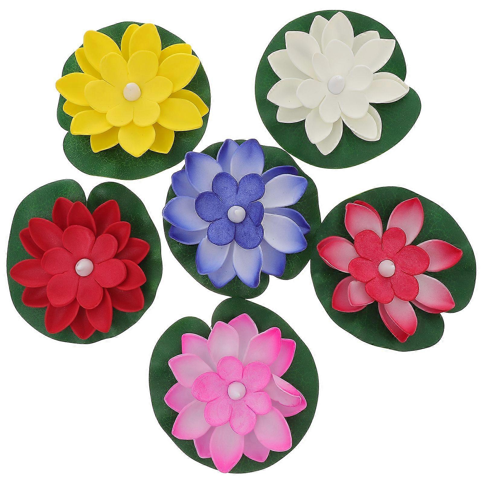 6pcs Floating Pool Lights LED Lotus Lamp Wishing Lamps Pond Landscape Light