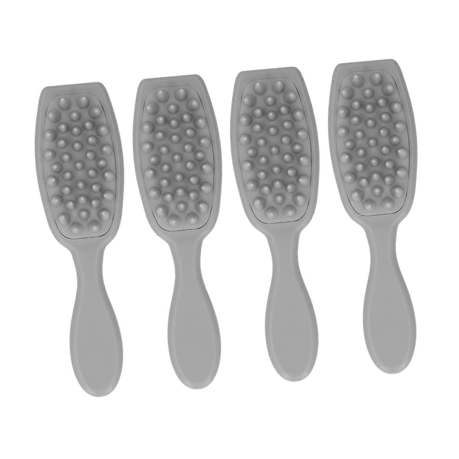 4pcs Deep Cleansing Shampoo Brush Soft Silicone Reduce Itching Exfoliating Scalp Massaging Shampoo Brush Grey
