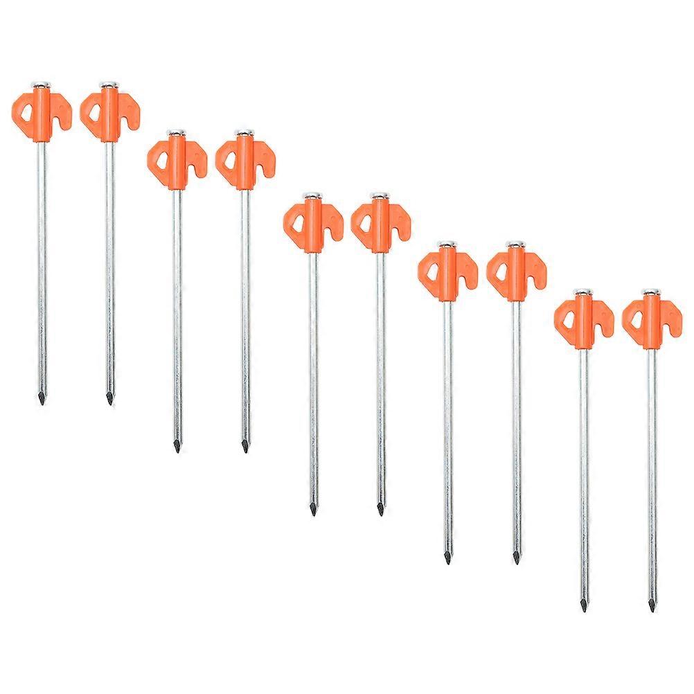 Camping Tent Stakes with Plastic and Steel Material for Outdoor Use Orange 10pcs
