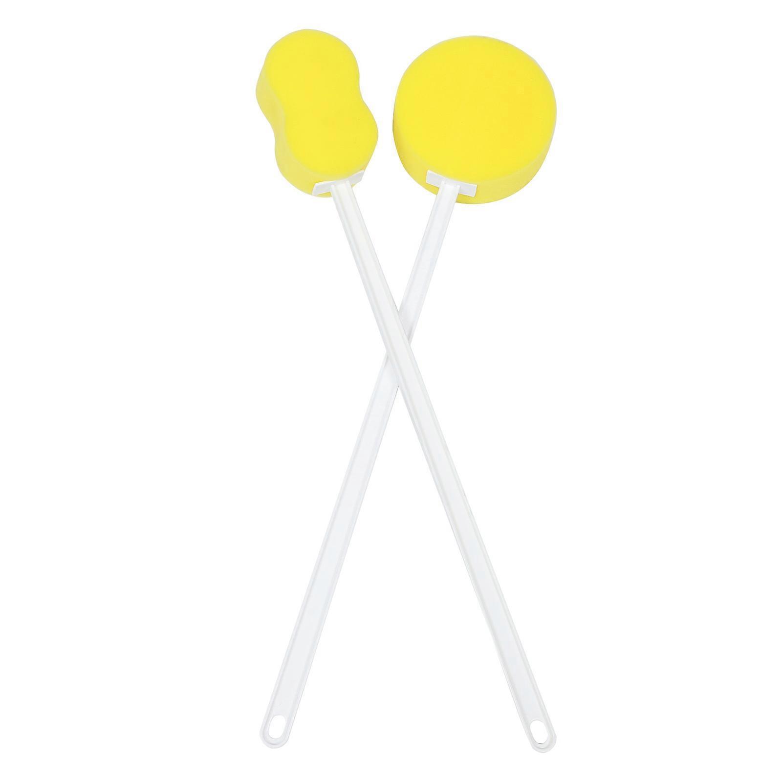 Long Handle Bath Brushes with Sturdy PP Material for Home Use Yellow 2 Pieces 7.87 Inches