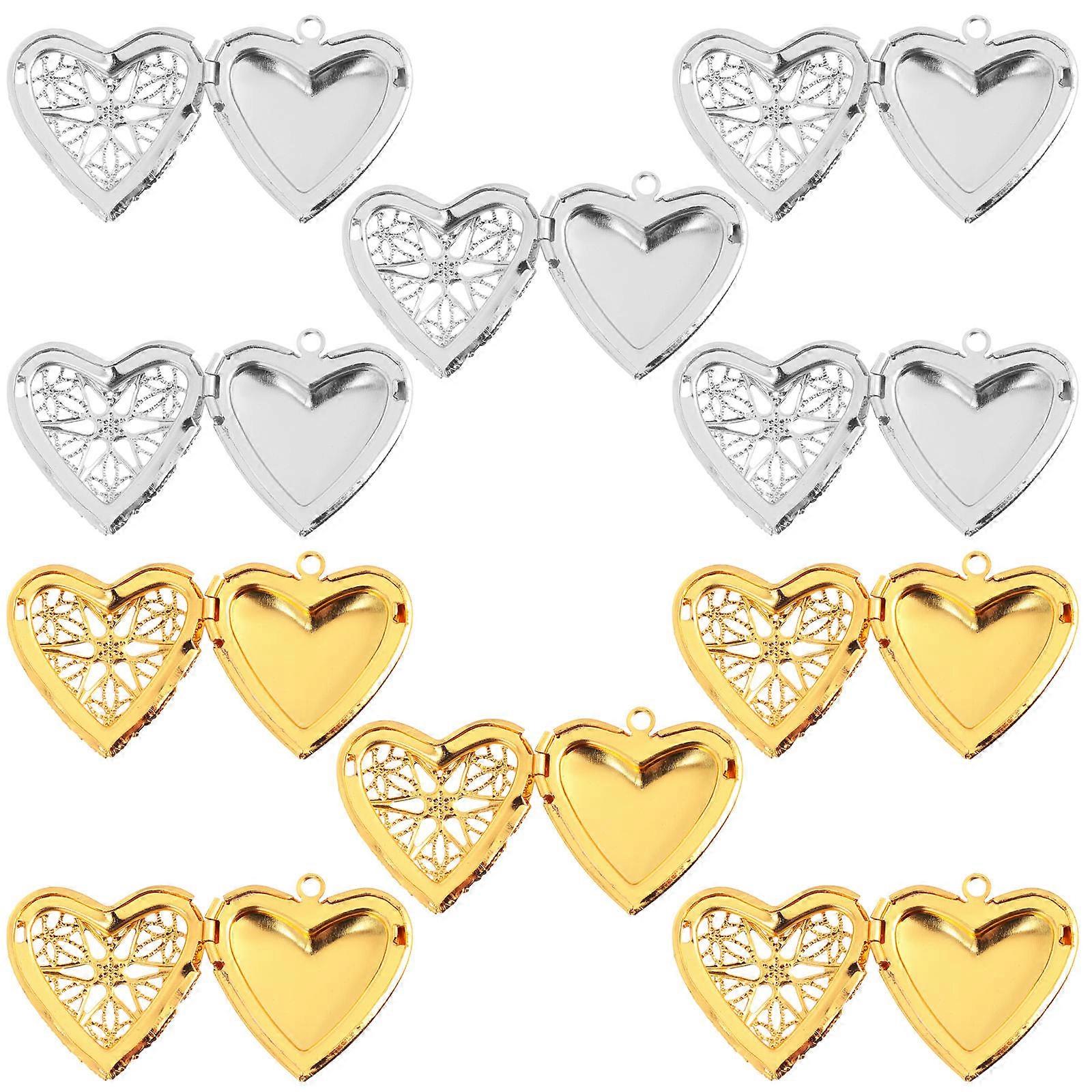 Chic Photo Frame Heart Necklace Pendant in Assorted Colors Copper Material for Decor and Gifts 10pcs