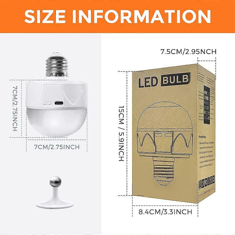 Rechargeable Light Bulbs With Remote,Battery Operated Light Bulb 2200Mah E26 Detachable Charging,Non-Hardwired/Timer/Dimmer/Magn
