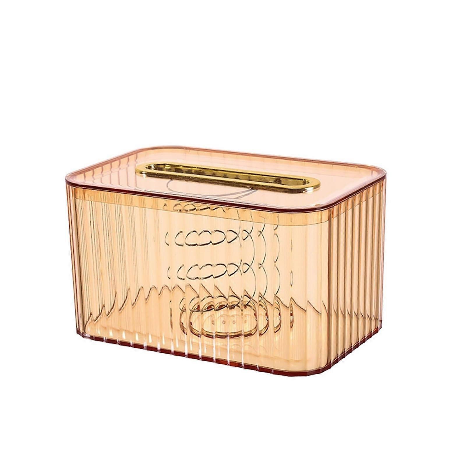 Cosmetic Tissue Boxes Plastic Tissue Box Transparent Tissue Box Napkin Holder Desktop Paper Storage Box Orange