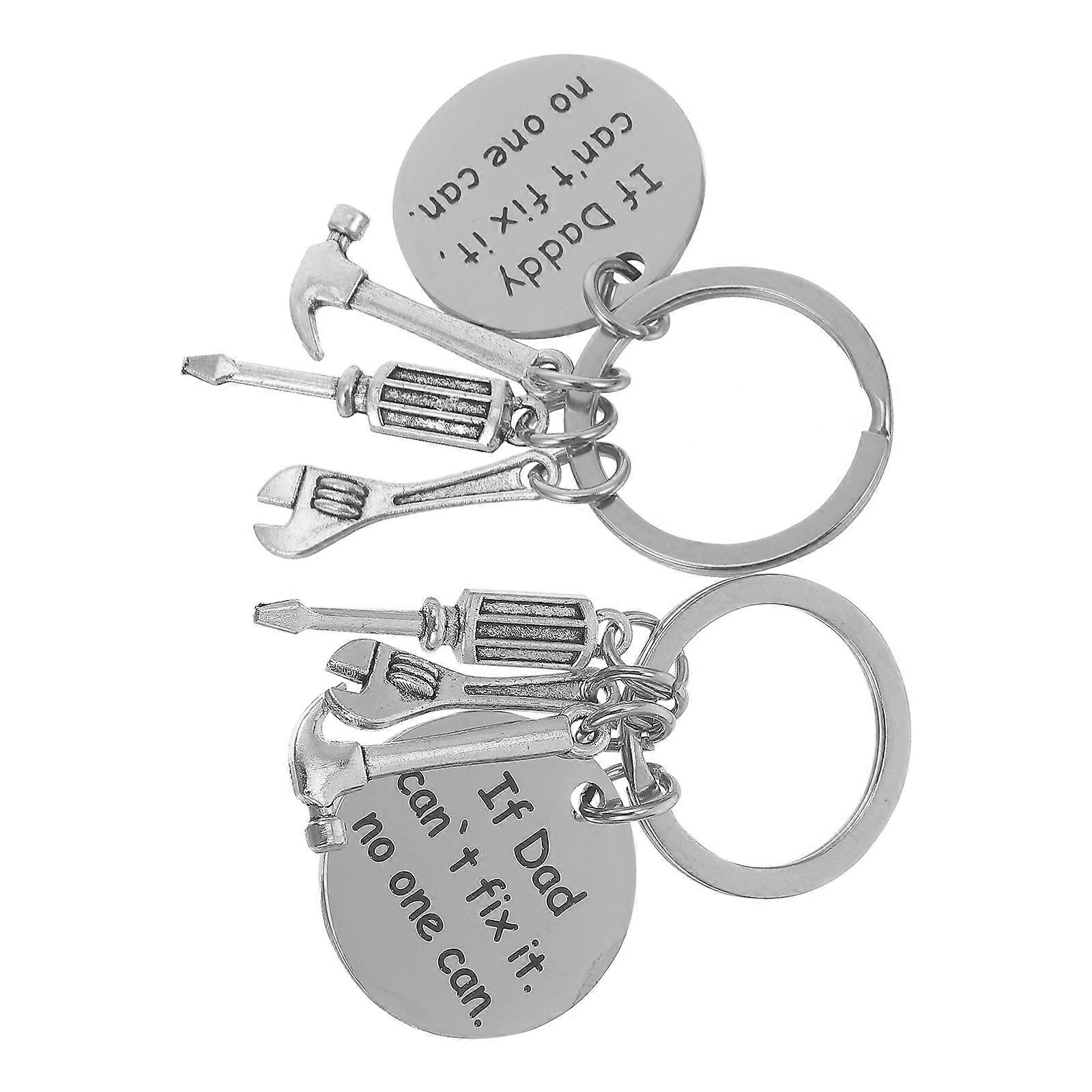 Father's Day Keychain Stainless Steel Decorative Keyring Gift for Dad Practical Compact Silver