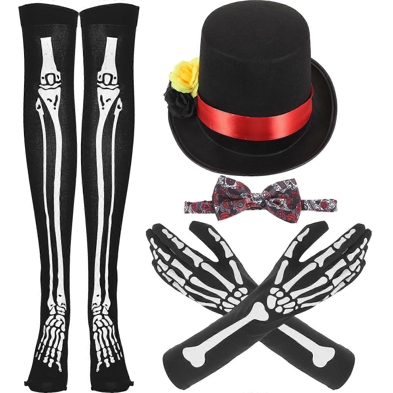 Scene Gloves Halloween Gloves Skull Ornaments Stylish Uniquely Designed Cape Halloween Set 1Set