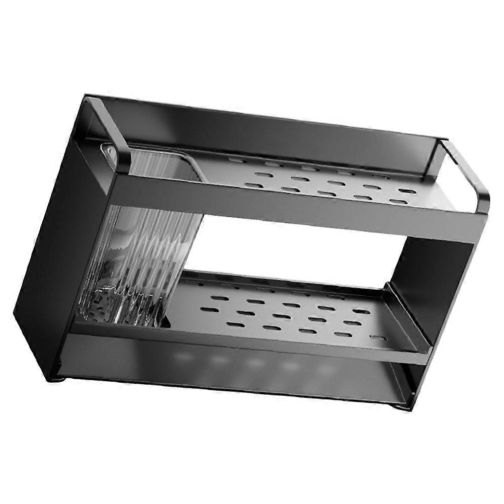 Kitchen Sink Sponge Organizer Black Steel Storage Rack for