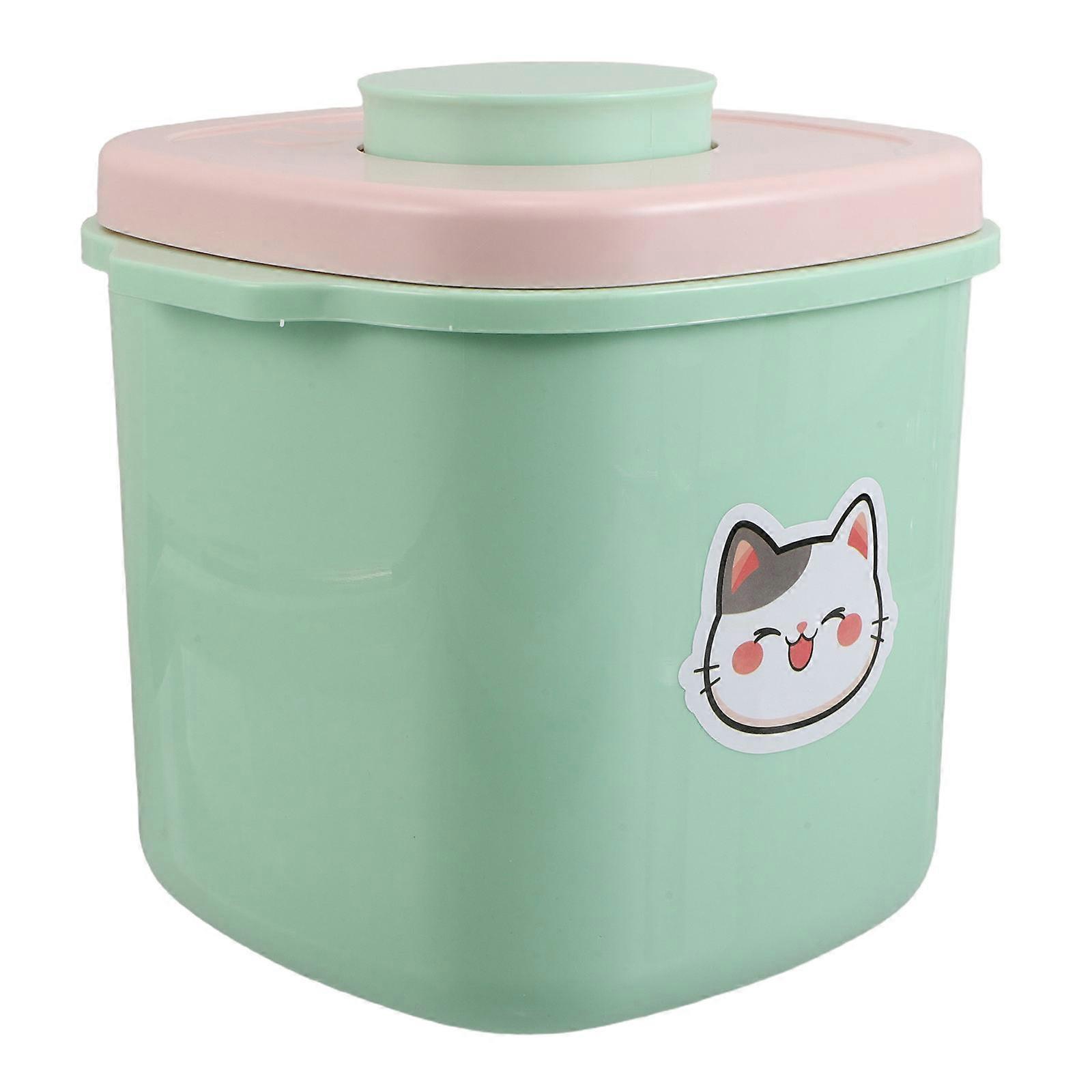 It sounds like you're describing a **cat food storage barrel** with specific features aimed at preserving freshness and offering portability. Here's