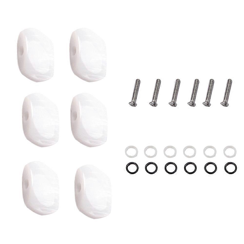 6 PCS Vintage String Tuning Pegs Replacement Machine Heads with White Plastic Buttons for Electric Guitar