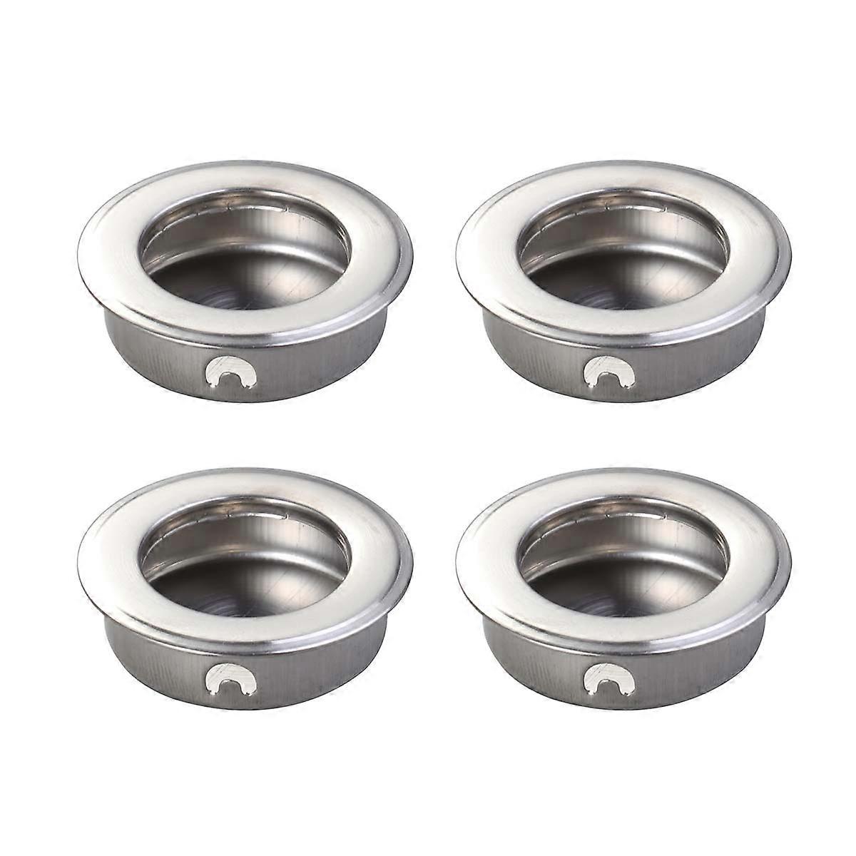 Round Recessed Pull Handle Stainless Steel Flush Pull Handle Drawers Home Renovation 4Pcs