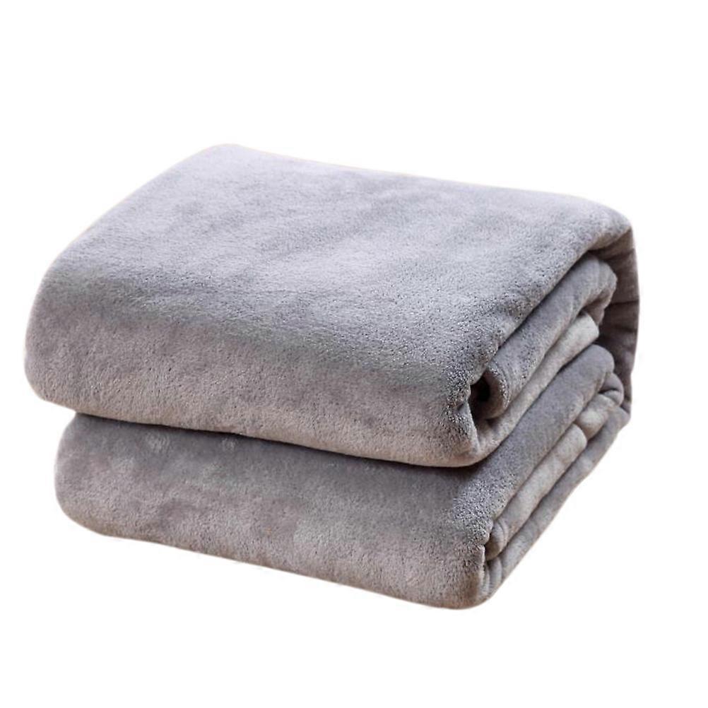 Throw Blanket Sofa Couch Blanket Single Bed Fleece Blanket 180x200cm Silver Grey Cozy 1Set